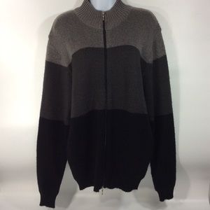 Cortina By M.G.L. Medium Full Zip Cardigan Sweater Gray Black Colorblock